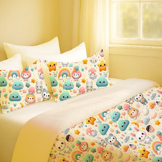 Kawaii Konijn Pastel Speelse Kinderkamer Kussenslo Kussensloop