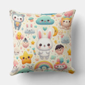 Kawaii Konijn Pastel Speelse Mooie Worp Kussen (Achterkant)