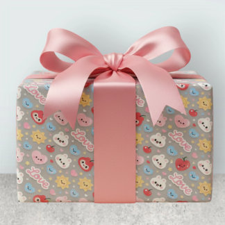 Kawaii Konijnen Hartjes Liefde Naadloos Patroon Cadeaupapier