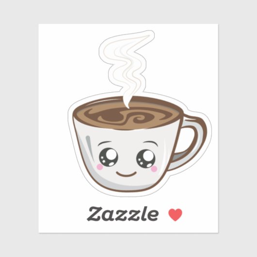Kawaii Kopje koffie Sticker (Vel)