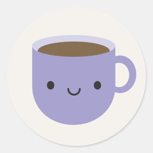 Kawaii kopje thee of koffie ronde sticker (Voorkant)