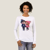 Kawaii Koppel Mode, Esthetische T-shirt Met Lange (Voorkant)