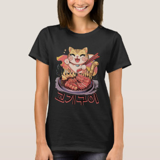 Kawaii Koreaanse kat eten BBQ Koreaanse barbecue a T-shirt