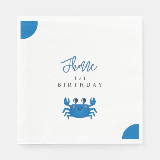 Kawaii Krab Strand Verjaardagsfeest Servetten (Voorkant)