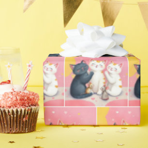 Kawaii kunst katten en muizen cadeaupapier