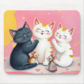 Kawaii kunst katten en muizen muismat (Voorkant)