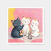 Kawaii kunst katten en muizen servet (Voorkant)