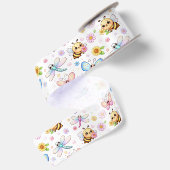Kawaii-kunst van bijen, libellen en vlinders satijnen lint (Achterkant)