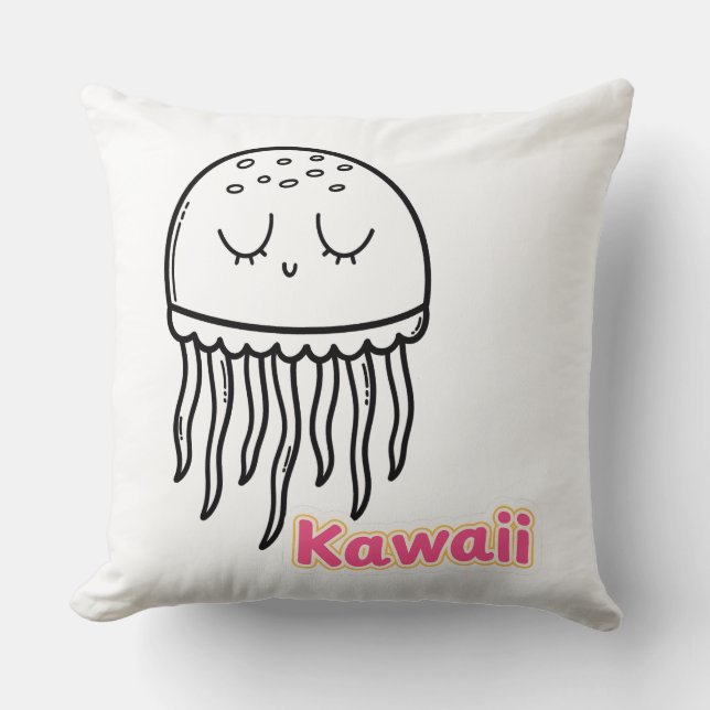 Kawaii kwal omtrek cartoon kussen (Voorkant)