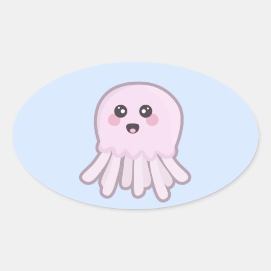 Kawaii kwal ovale sticker (Voorkant)