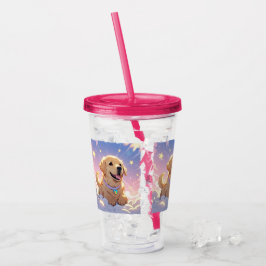 Kawaii Labrador Retriever hemel en sterren Acryl Drinkbeker
