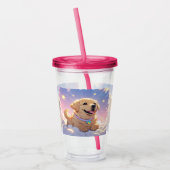 Kawaii Labrador Retriever hemel en sterren Acryl Drinkbeker (Links)
