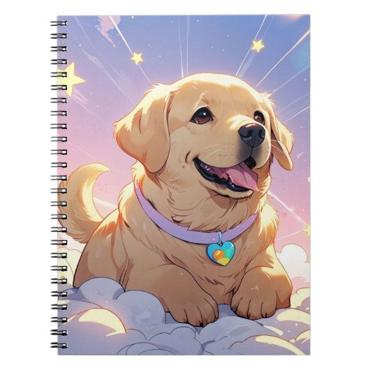 Kawaii Labrador Retriever hemel en sterren Notitieboek (Voorkant)