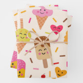 Kawaii lachend ijs Kinderen Verjaardag Inpakpapier Vel (In situ)