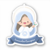 Kawaii Lachende Maagd Maria Sticker (Voorkant)