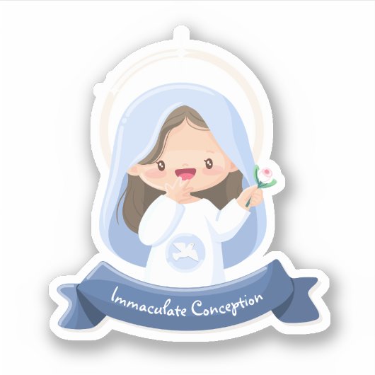 Kawaii Lachende Maagd Maria Sticker (Voorkant)