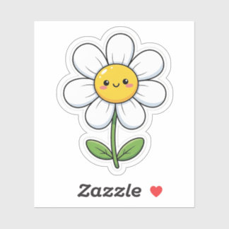 Kawaii Lachende Madeliefjes Bloem Sticker Schattig