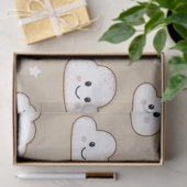 Kawaii Lachende Wolken & Sterren op Beige Tissuepapier (Geschenk)