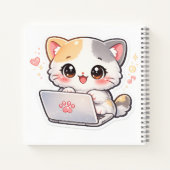 Kawaii Laptop Kat Notitieboek | Schattige Chibi Ki (Achterkant)