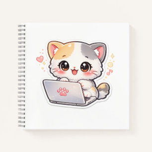 Kawaii Laptop Kat Notitieboek Schattige Chibi Ki