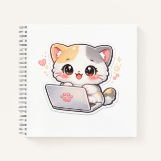 Kawaii Laptop Kat Notitieboek | Schattige Chibi Ki