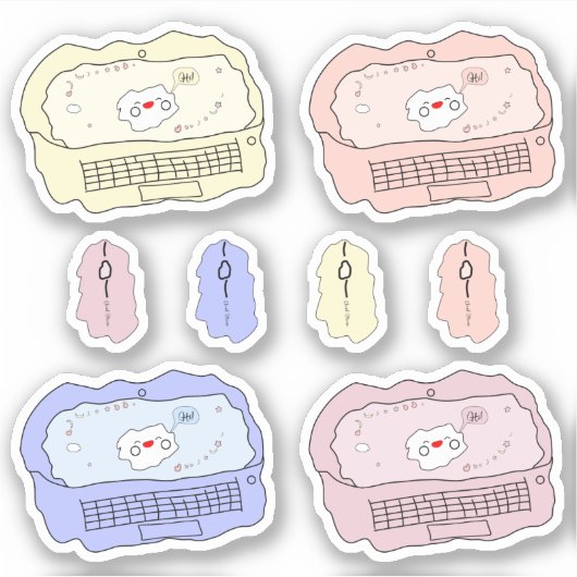 Kawaii Laptop & Muis Vinyl Sticker (Voorkant)