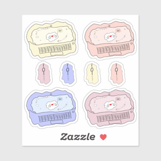 Kawaii Laptop & Muis Vinyl Sticker (Vel)