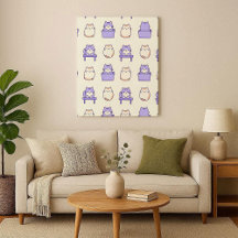 Kawaii Lavendel Chonky Kat Pastel Mooie Canvas Pri