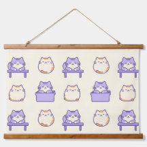 Kawaii Lavendel Knuffelkat Pastel Cute Canvas Prin