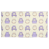 Kawaii Lavendel Knuffelkat Pastel Cute Kussensloop (Voorkant-Links)