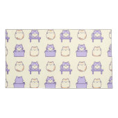 Kawaii Lavendel Knuffelkat Pastel Cute Kussensloop (Achterkant-Links)