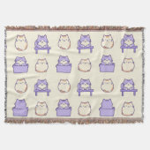 Kawaii Lavendel Knuffelkat Pastel Worpdeken Deken (Voorkant)