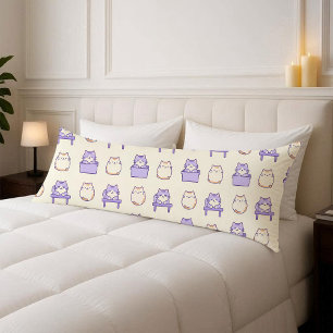 Kawaii Lavendel Knuffelkat Pastelkleurig Lichaams Lichaamskussen