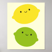 Kawaii Lemon en Limoen Poster (Voorkant)