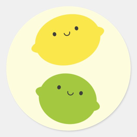 Kawaii Lemon en Limoen Ronde Sticker (Voorkant)