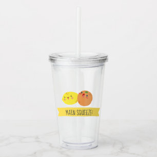 Kawaii Lemon en Sinaasappel Main Squeeze Shower Fa Acryl Drinkbeker