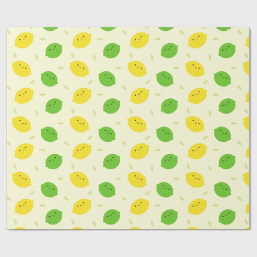 Kawaii Lemons & Limes Cadeaupapier (Vlak)