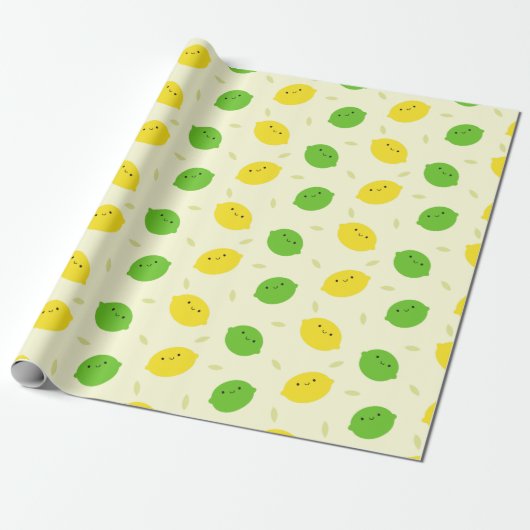 Kawaii Lemons & Limes Cadeaupapier (Uitgerold)