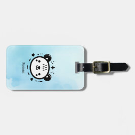 Kawaii Leuk Beer Gezicht - Kawaii Minimalist Line  Bagagelabel