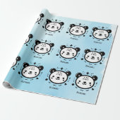 Kawaii Leuk Beer Gezicht - Kawaii Minimalist Line  Cadeaupapier (Uitgerold)