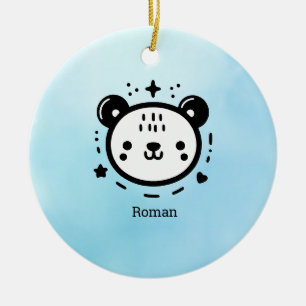 Kawaii Leuk Beer Gezicht - Kawaii Minimalist Line  Keramisch Ornament