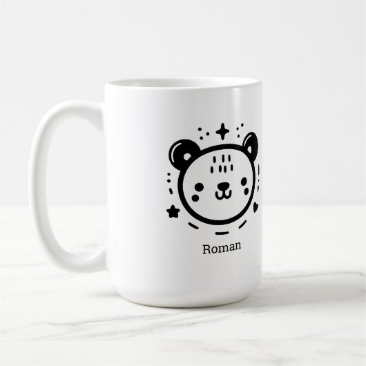 Kawaii Leuk Beer Gezicht - Kawaii Minimalist Line  Koffiemok (Links)
