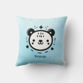 Kawaii Leuk Beer Gezicht - Kawaii Minimalist Line  Kussen (Achterkant)