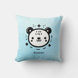 Kawaii Leuk Beer Gezicht - Kawaii Minimalist Line  Kussen