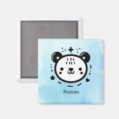 Kawaii Leuk Beer Gezicht - Kawaii Minimalist Line Magneet (Voorkant / Achterkant)