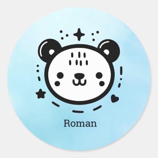 Kawaii Leuk Beer Gezicht - Kawaii Minimalist Line  Ronde Sticker (Voorkant)