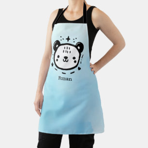Kawaii Leuk Beer Gezicht - Kawaii Minimalist Line Schort