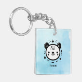 Kawaii Leuk Beer Gezicht - Kawaii Minimalist Line  Sleutelhanger (Voorkant Links)