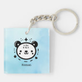 Kawaii Leuk Beer Gezicht - Kawaii Minimalist Line  Sleutelhanger (Achterkant)