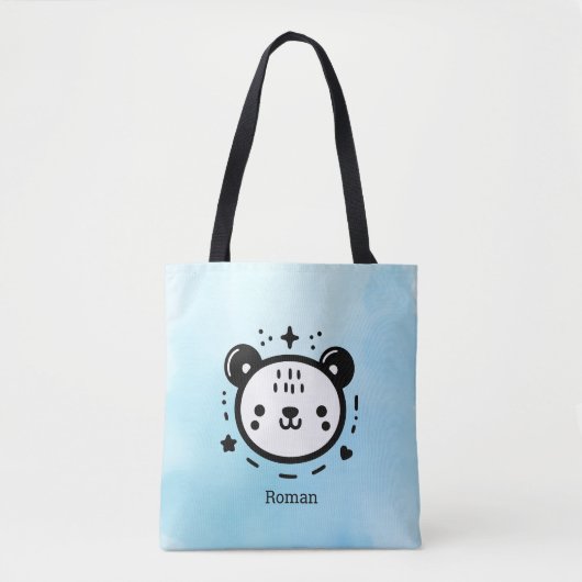 Kawaii Leuk Beer Gezicht - Kawaii Minimalist Line  Tote Bag (Voorkant)